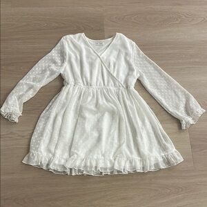 SHEIN White Smocked Tiered Sundress with Bishop Sleeves